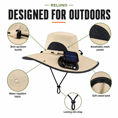Solarpanel Powered Fan Outdoor Hat