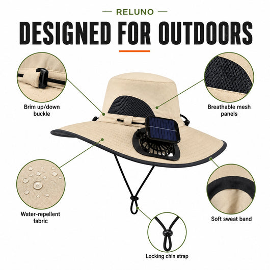 Solarpanel Powered Fan Outdoor Hat