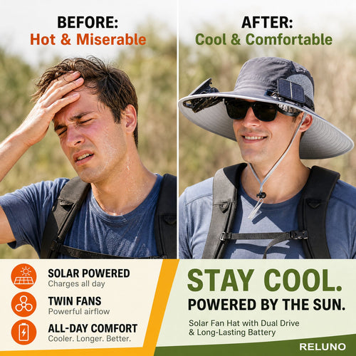 Solarpanel Powered Fan Outdoor Hat